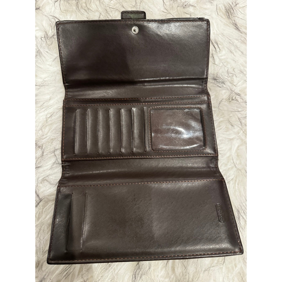 Women's Coach Brown & Beige Signature Canvas Wallet One Size - Picture 8 of 11